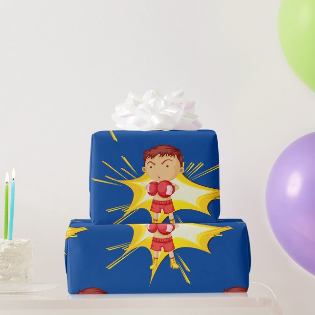 Kid Boxer in Red Gloves and Shorts Wrapping Paper (Creator Uploaded)