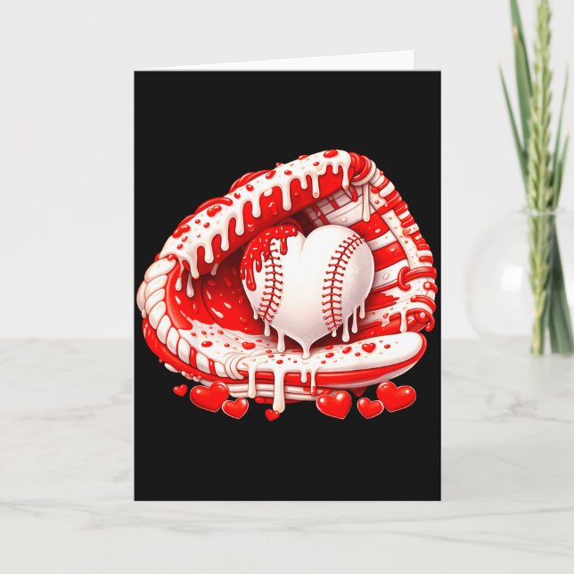 Kid Drip Ice Cream Baseball Heart Catcher Valentin Card (Front)