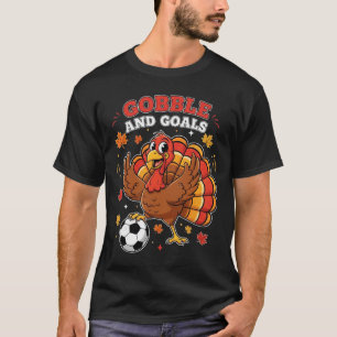 Kid Fall Boy Thanksgiving Soccer Turkey Men Gobble T-Shirt