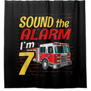 Kid Fire Truck 7th Birthday Party Gift Firefighter Shower Curtain