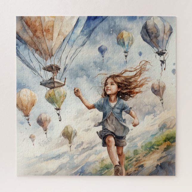 kid flying kites jigsaw puzzle (Vertical)