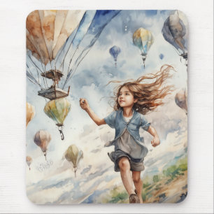 kid flying kites mouse pad