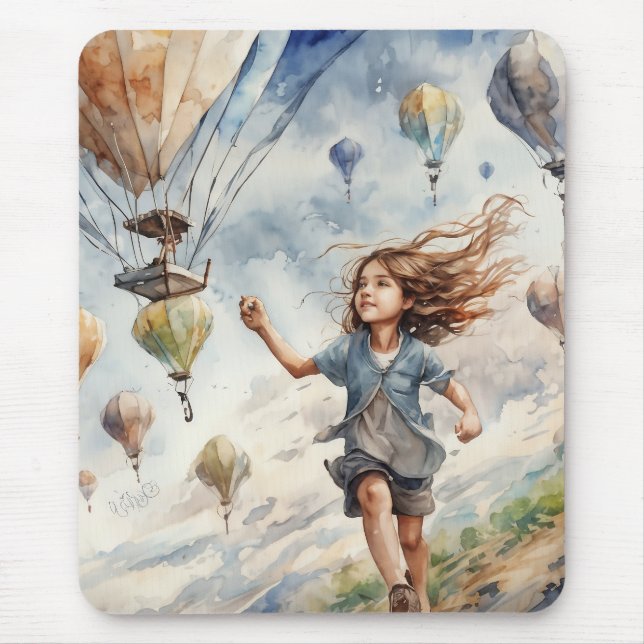 kid flying kites mouse pad (Front)
