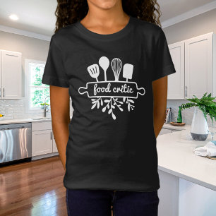 Kid Food Critic Kitchen Utensil and Greenery T-Shirt