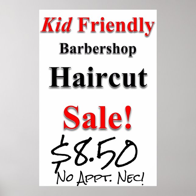 Kid Friendly  Haircut Sale Beauty Salon Poster (Front)