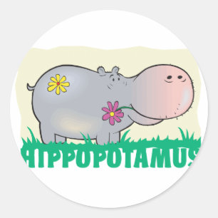 Kid Friendly Hippopotamus Classic Round Sticker