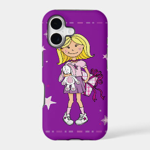 Kid girl cuddles pink purple iphone case
