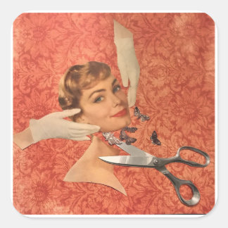 Kid Gloves, funny vintage collage sticker