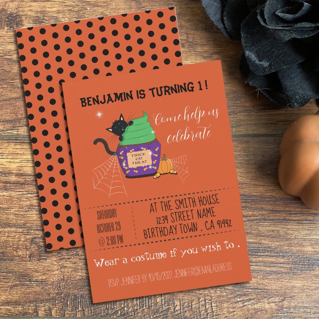 Kid Halloween Birthday Orange Invitation (Creator Uploaded)