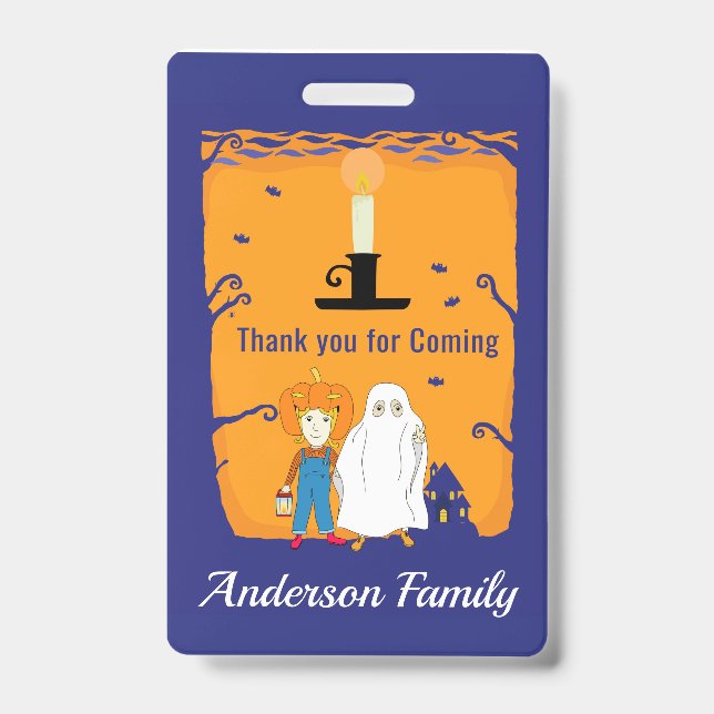 Kid Halloween Birthday Thank you ID Badge (Front)