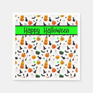 Kid Halloween Ghost Pumpkin Black Cat Personalise Napkin