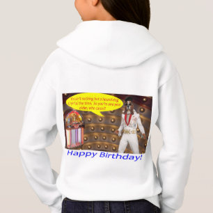 kid hoodie.  Happy Birthday.  elvis/ hound dog