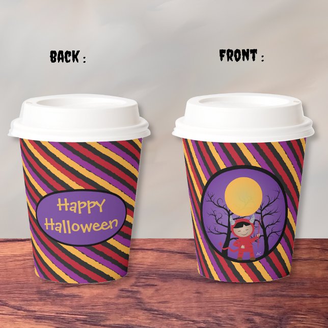 Kid in devil costume Halloween paper cup (Creator Uploaded)