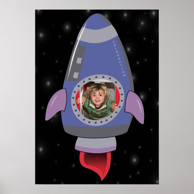 Kid in Rocket Ship Space Travel Room Poster (Front)