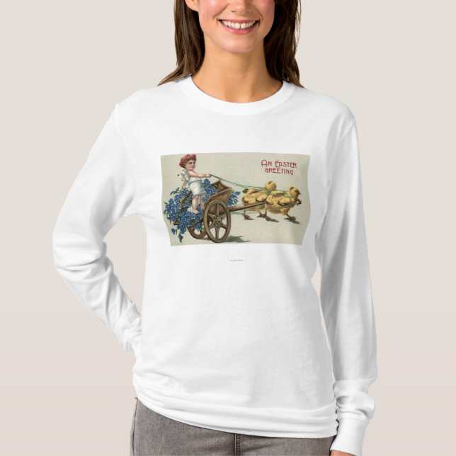 Kid in Toga on Chariot Pulled by Chicks T-Shirt (Front)