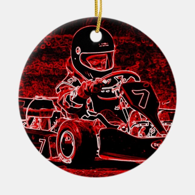 Kid Karts Are RED Hot! Ceramic Tree Decoration (Front)
