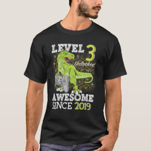 Kid Level 3 Unlocked Awesome 2019 3 Years Old Game T-Shirt