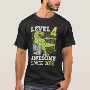 Kid Level 4 Unlocked Awesome 2018 4 Years Old Game T-Shirt