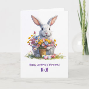 Kid or Child Happy Easter with Cute Bunny  Card