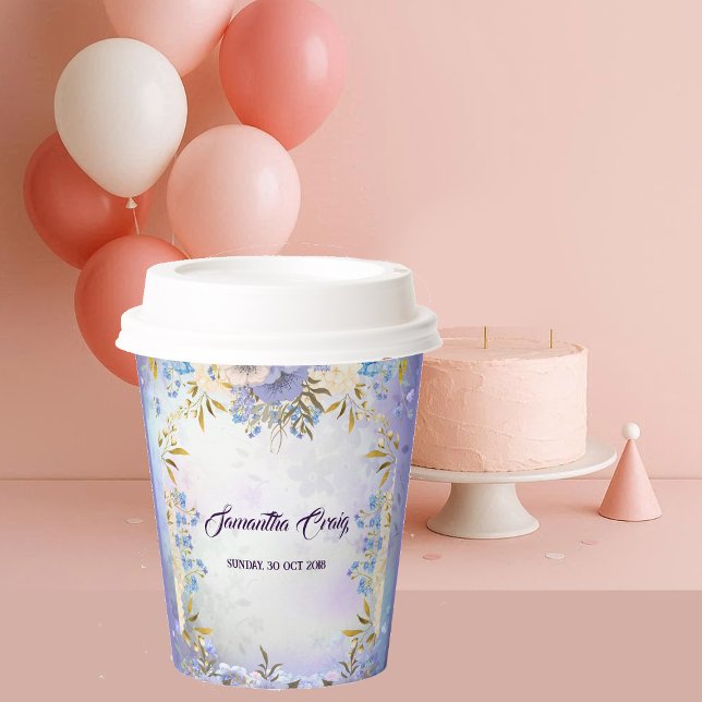 Kid Pastel Blue Flower Bloom Floral Birthday Party Paper Cups (Kid Pastel Blue Flower Bloom Floral Birthday Party Paper Cups)