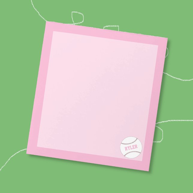Kid Personalised Softball Pink Notepad (Creator Uploaded)