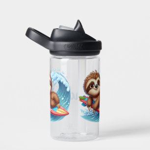Kid Personalize Sloth Surfer  Water Bottle