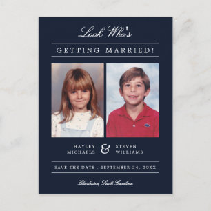 Kid Photo Save the Date   Navy Postcard