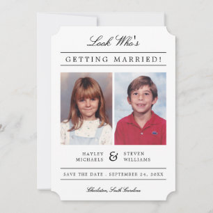 Kid Photos Old School Classic Styled   White Save The Date