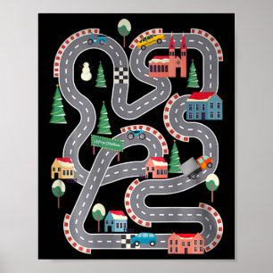 Kid Play Cars On Dad Ck Race Track Mat Father's Da Poster