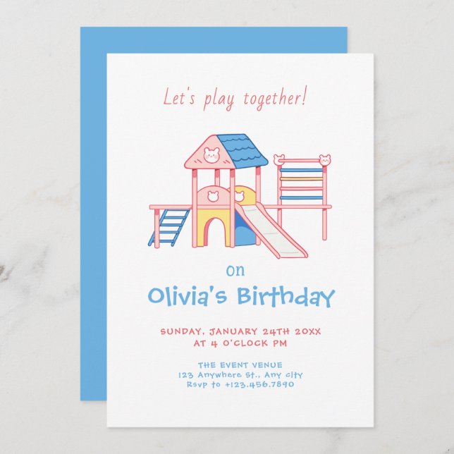 Kid playground birthday invitation (Front/Back)