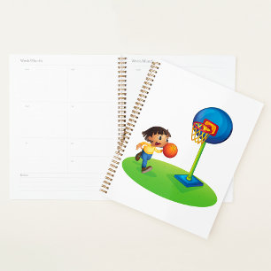 Kid Playing Basketball with Hoop Fun Sports Planner