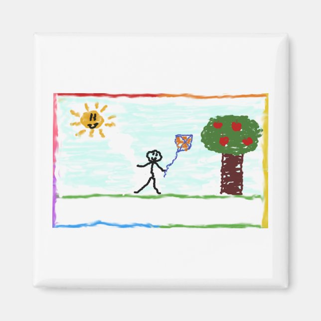 Kid playing with kite magnet (Front)