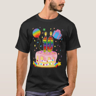 Kid Pop It 10th Birthday cake Girls Boys 10 Years  T-Shirt