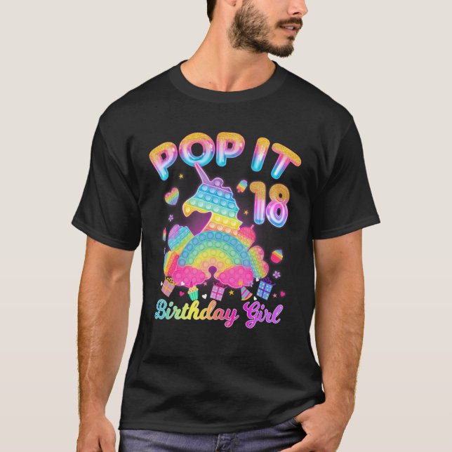 Kid Pop It 18Th Birthday Girl 18 Yearold Birthday T-Shirt (Front)
