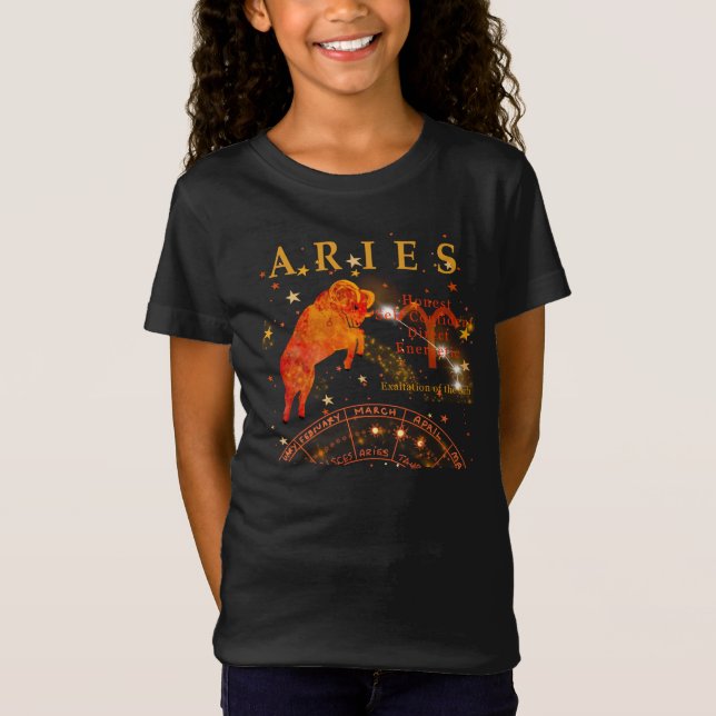 Kid Retro Aries Zodiac Traits T-Shirt (Front)