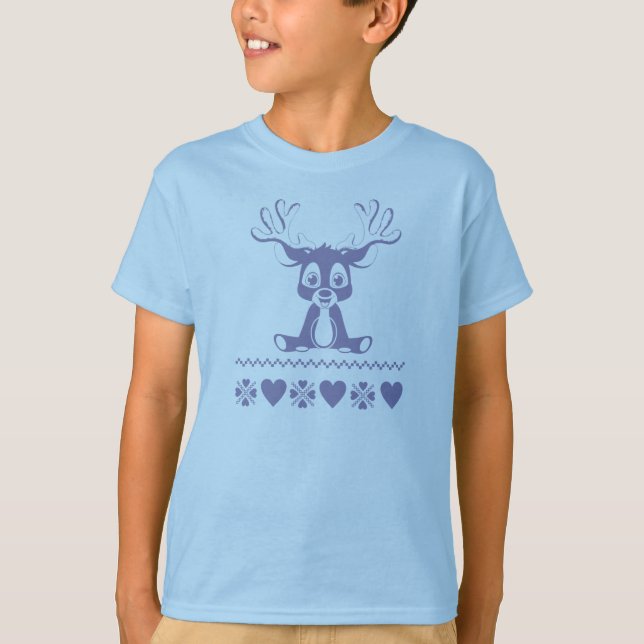 Kid’s apparel with nordic style pattern and deer T-Shirt (Front)