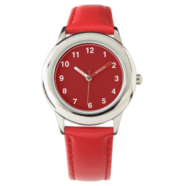 Kid’s Custom Stainless Steel Red Band Watch (Front)
