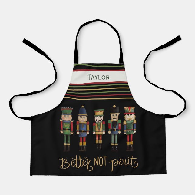 Kid’s Funny Nutcracker Personalised Name Christmas Apron (Front)