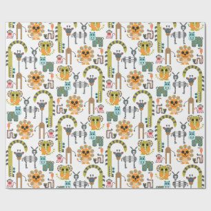 Kid’s Modern Jungle Safari Animals Wrapping Pape Paper