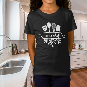 Kid Sous Chef Kitchen Utensil and Greenery  T-Shirt