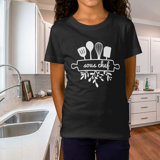 Kid Sous Chef Kitchen Utensil and Greenery  T-Shirt (Creator Uploaded)
