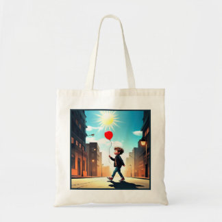 " KID STROLLING INTO SUNSHINE " TOTE BAG