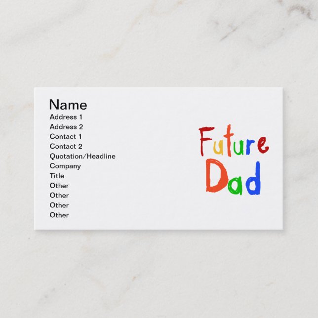 Kid Text Future Dad T-shirts and Gifts Calling Card (Front)