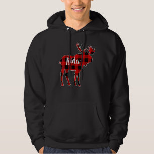Kida Moose Red Buffalo Plaid Matching Family Chris Hoodie