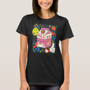 Kidcore Aesthetic Strawberry Milk Fabric Patches D T-Shirt