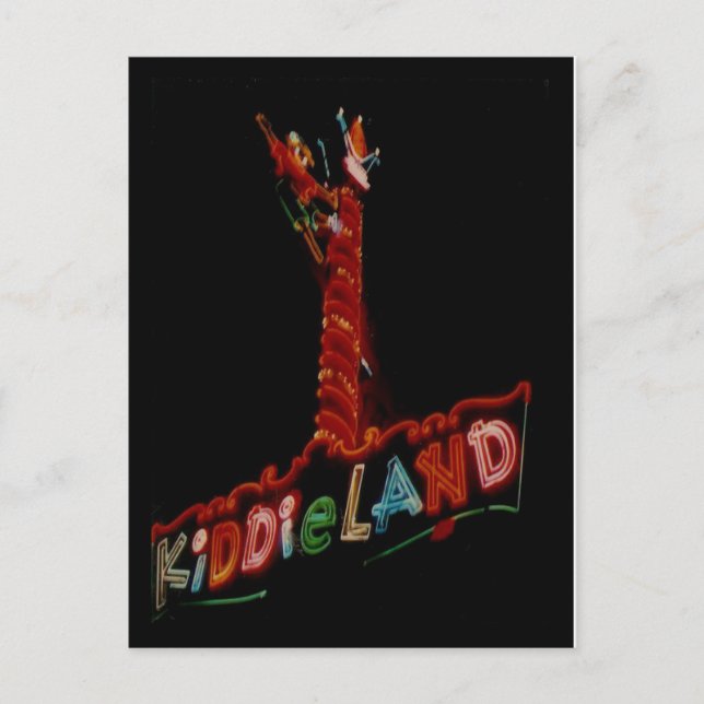 Kiddieland Melrose Pk. Vintage Neon Sign Post Card (Front)