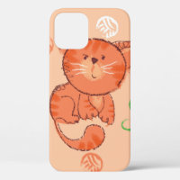 Kiddy red toy cat seamless pattern