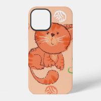 Kiddy red toy cat seamless pattern
