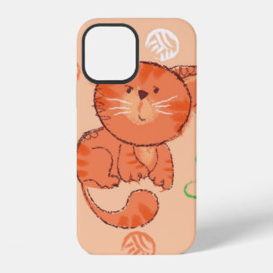 Kiddy red toy cat seamless pattern iPhone 12 case