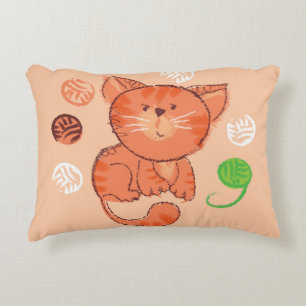 Kiddy Toy Cat: Vintage Illustration. Decorative Cushion